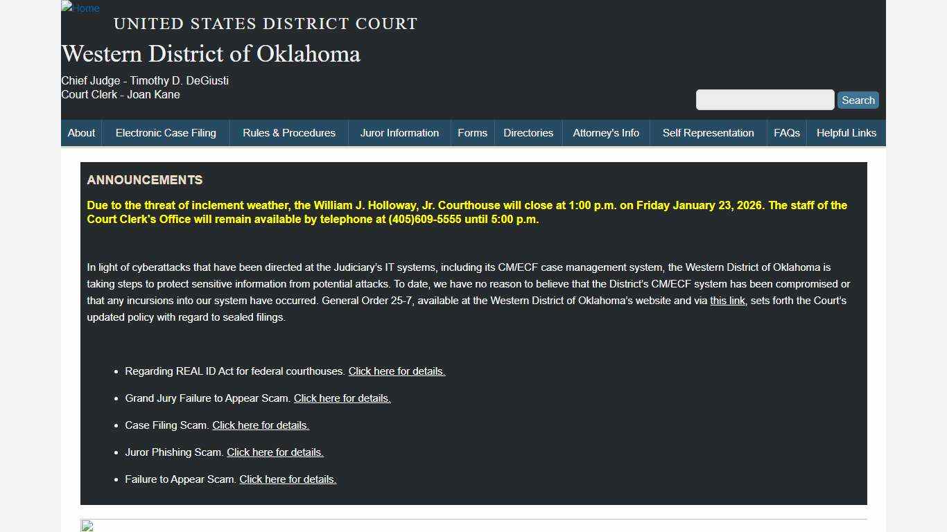 Welcome to Western District of Oklahoma Western District of Oklahoma