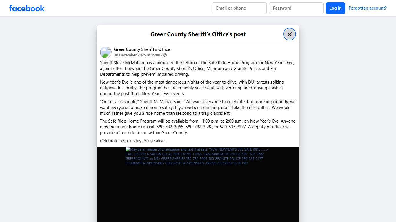 Sheriff Steve McMahan has... - Greer County Sheriff's Office Facebook