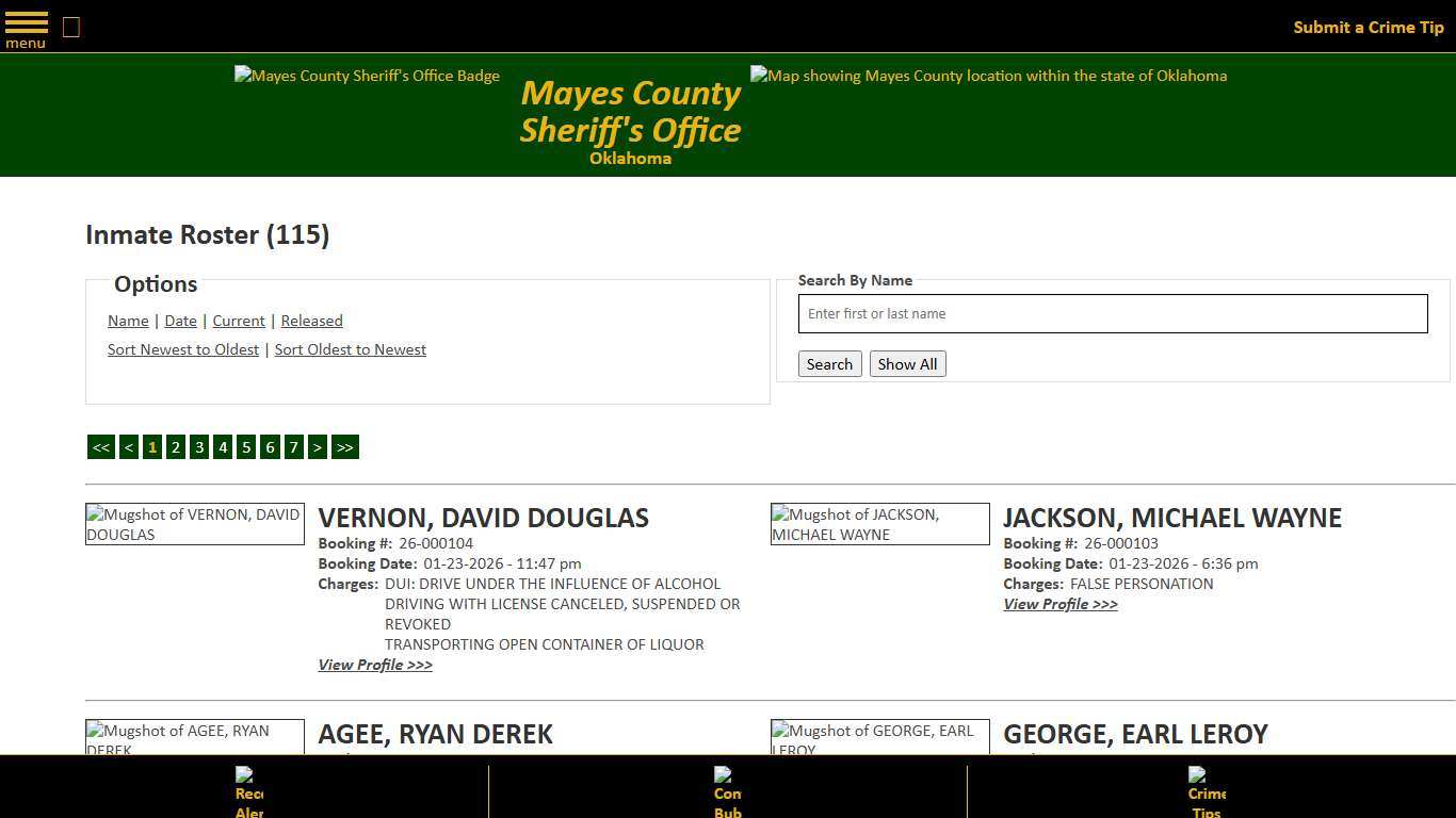Inmate Roster - Current Inmates Booking Date Descending - Mayes County, OK Sheriff